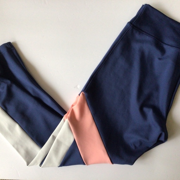 ADIDAS BLUE AND PINK LOGO HIGH RISE TIGHTS MEDIUM - Picture 8 of 15